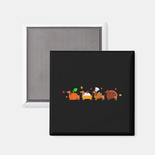 Dachshund Dog Pumpkin E Turkey Thanksgiving Magneet (Voorkant / Achterkant)