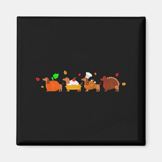 Dachshund Dog Pumpkin E Turkey Thanksgiving  Magneet (Voorkant)
