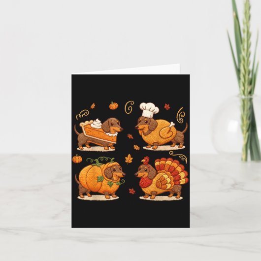 Dachshund Dog Pumpkin E Turkey Thanksgiving Men Wo Kaart (Voorkant)