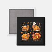 Dachshund Dog Pumpkin E Turkey Thanksgiving Men Wo Magneet (Voorkant / Achterkant)