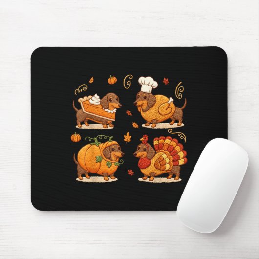 Dachshund Dog Pumpkin E Turkey Thanksgiving Men Wo Muismat (Met muis)