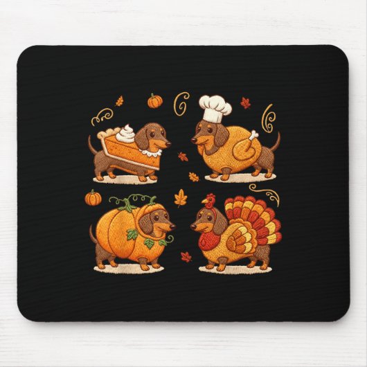 Dachshund Dog Pumpkin E Turkey Thanksgiving Men Wo Muismat (Voorkant)