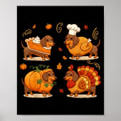 Dachshund Dog Pumpkin E Turkey Thanksgiving Men Wo Poster (Voorkant)