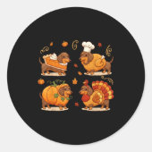 Dachshund Dog Pumpkin E Turkey Thanksgiving Men Wo Ronde Sticker (Voorkant)