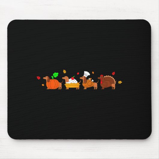 Dachshund Dog Pumpkin E Turkey Thanksgiving  Muismat (Voorkant)