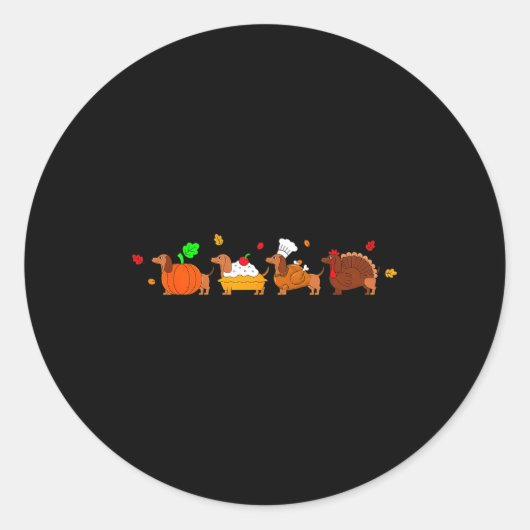 Dachshund Dog Pumpkin E Turkey Thanksgiving  Ronde Sticker (Voorkant)