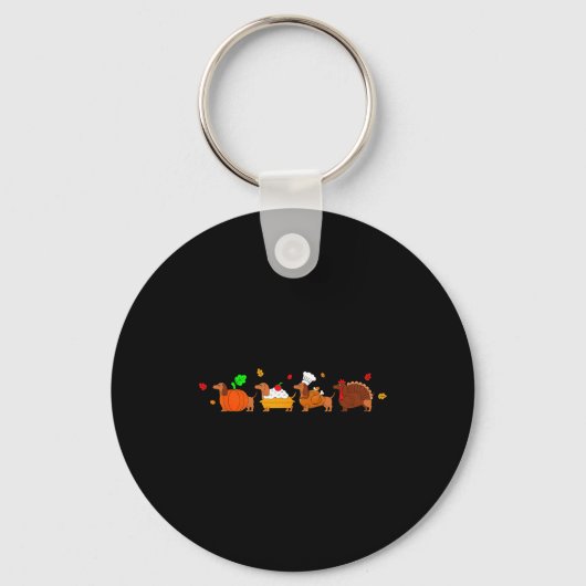Dachshund Dog Pumpkin E Turkey Thanksgiving  Sleutelhanger (Voorkant)