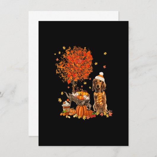 Dachshund Dog Pumpkin Herfst Maple Leaf Dank Kaart (Voorkant / Achterkant)