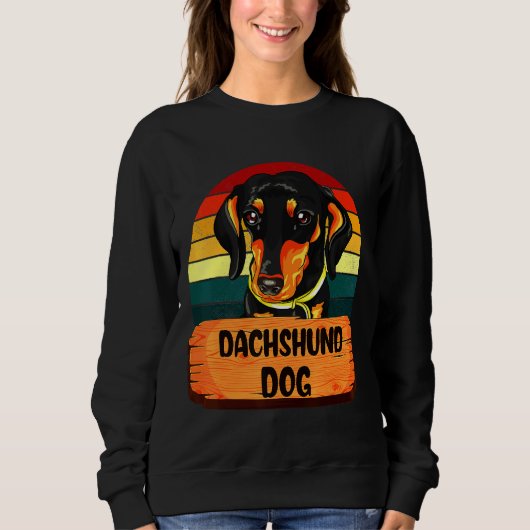 Dachshund Dog Retro-kleuren Trui (Voorkant)