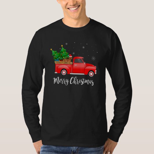Dachshund Dog Riding Red Truck T-shirt (Voorkant)