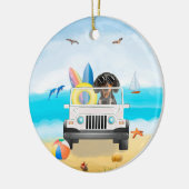 Dachshund Dog Rijden op strand Keramisch Ornament (Links)