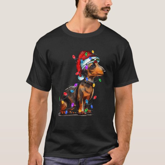 Dachshund Dog Santa Hat Merry Beauful Kerstmis T-shirt (Voorkant)
