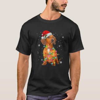 Dachshund Dog Santa Hat met hooglichten Snowy Chri T-shirt