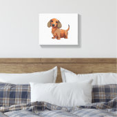 Dachshund Dog Schattige Canvas Afdruk (Insitu (Slaapkamer))