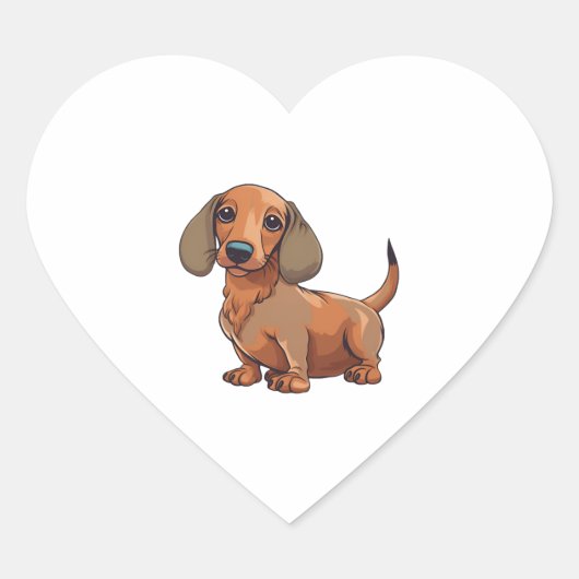 Dachshund Dog Schattige Hart Sticker (Voorkant)