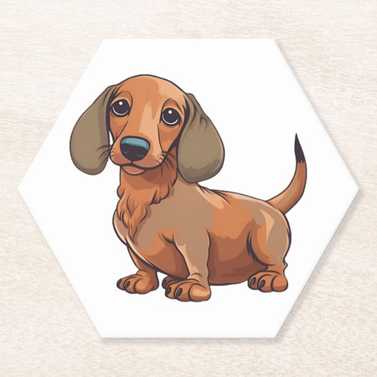 Dachshund Dog Schattige Kartonnen Onderzetters (Voorkant)