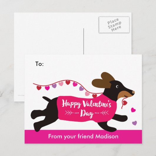 Dachshund Dog School Valentijn Exchange Feestdagenkaart (Voorkant / Achterkant)