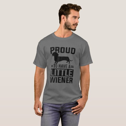 Dachshund Dog schreef over een beetje weiner T-shirt (Voorkant volledig)
