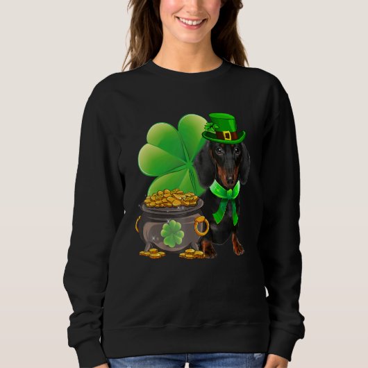 Dachshund Dog Shamrock Irish Saint Patrick Day Trui (Voorkant)