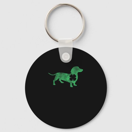 Dachshund Dog Shamrock St. Patrick's Day Saint Pad Sleutelhanger (Voorkant)