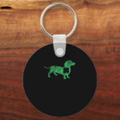 Dachshund Dog Shamrock St. Patrick's Day Saint Pad Sleutelhanger (Voorkant)