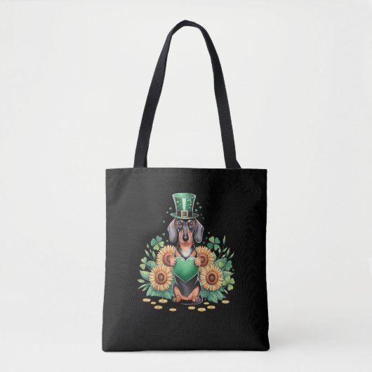 Dachshund Dog Shamrock St. Patrick's Day Saint Pad Tote Bag (Voorkant)
