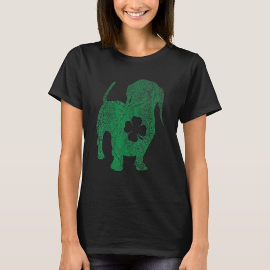 Dachshund Dog Shamrock St Patrick's Day Saint Padd T-shirt (Voorkant)