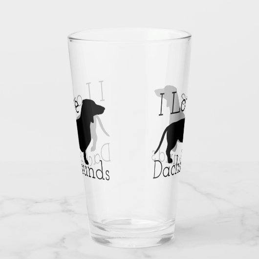 Dachshund Dog Silhouette I Love Dachshunds Glas (Rechts)