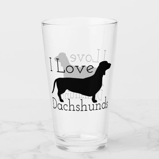 Dachshund Dog Silhouette I Love Dachshunds Glas (Voorkant)