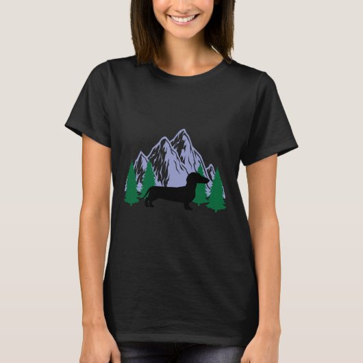 Dachshund Dog Silhouette Mountain - kerstmis T-shirt (Voorkant)