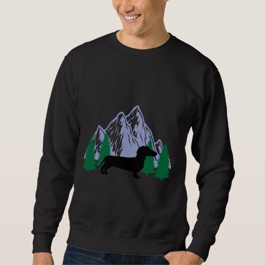 Dachshund Dog Silhouette Mountain - kerstmis Trui (Voorkant)