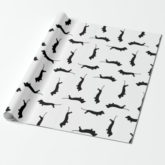 Dachshund Dog Silhouettes CUSTOM ACHTERGROUND COLO Cadeaupapier (Uitgerold)