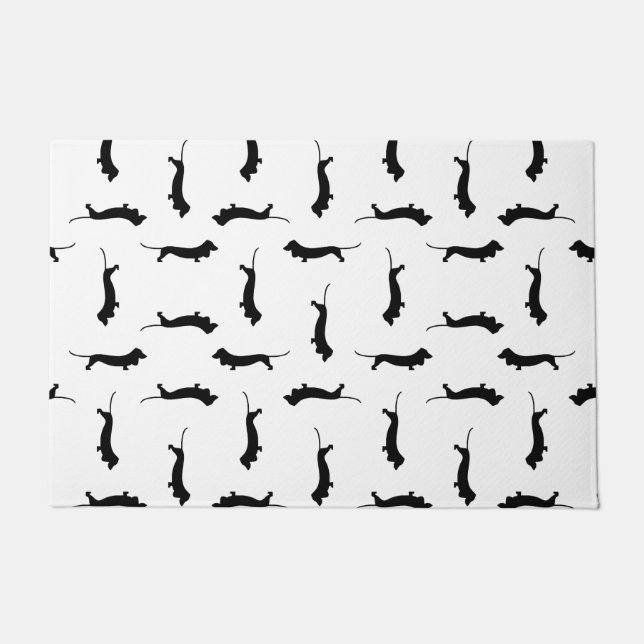 Dachshund Dog Silhouettes CUSTOM ACHTERGROUND COLO Deurmat (Voorkant)