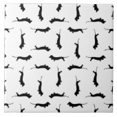 Dachshund Dog Silhouettes CUSTOM ACHTERGROUND COLO Tegeltje (Voorkant)