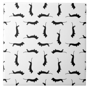 Dachshund Dog Silhouettes CUSTOM ACHTERGROUND COLO Tegeltje