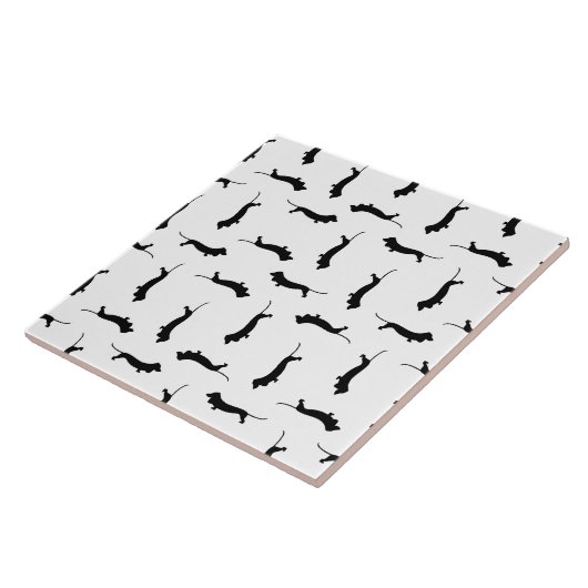 Dachshund Dog Silhouettes CUSTOM ACHTERGROUND COLO Tegeltje (Zijkant)