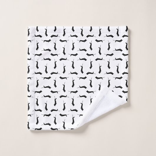 Dachshund Dog Silhouettes CUSTOM ACHTERGROUND COLO Washandje (Wasdoekje)