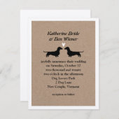 Dachshund Dog Silhouettes Cute Wedding Invitation Kaart (Voorkant / Achterkant)