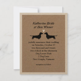 Dachshund Dog Silhouettes Cute Wedding Invitation Kaart