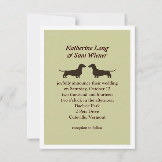 Dachshund Dog Silhouettes Cute Wedding Invitation Kaart (Voorkant)