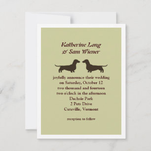 Dachshund Dog Silhouettes Cute Wedding Invitation Kaart