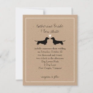 Dachshund Dog Silhouettes Cute Wedding Invitation Kaart