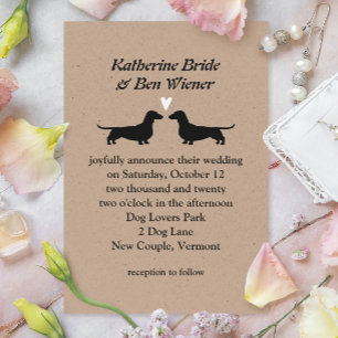 Dachshund Dog Silhouettes Cute Wedding Invitation Kaart