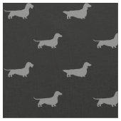 Dachshund Dog Silhouettes Grey and Black Pattered Stof (Close Up)