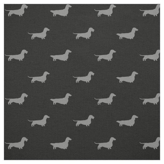 Dachshund Dog Silhouettes Grey and Black Pattered Stof (Swatch)