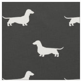 Dachshund Dog Silhouettes Pattern Black and White Stof (Close Up)