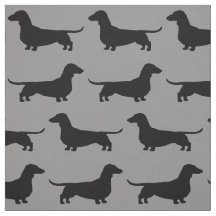 Dachshund Dog Silhouettes Pattern Grey and Black