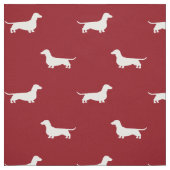 Dachshund Dog Silhouettes Pattern Red en White Stof (Swatch)