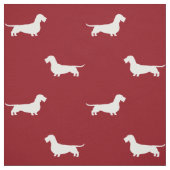 Dachshund Dog Silhouettes Pattern Red Stof (Swatch)