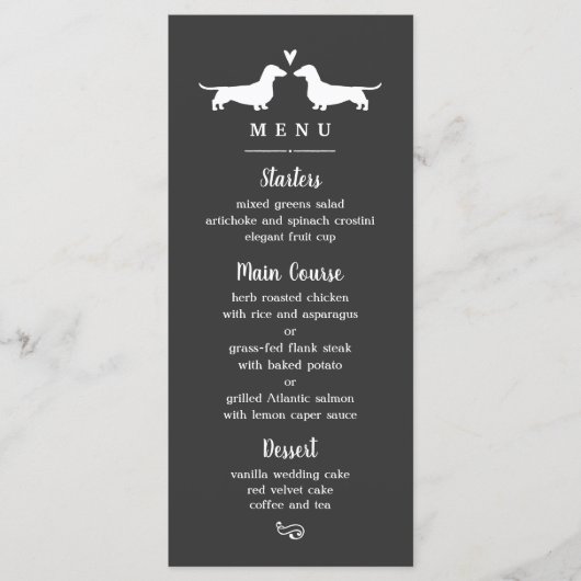 Dachshund Dog Silhouettes Weddenrenmenu Menu (Voorkant)